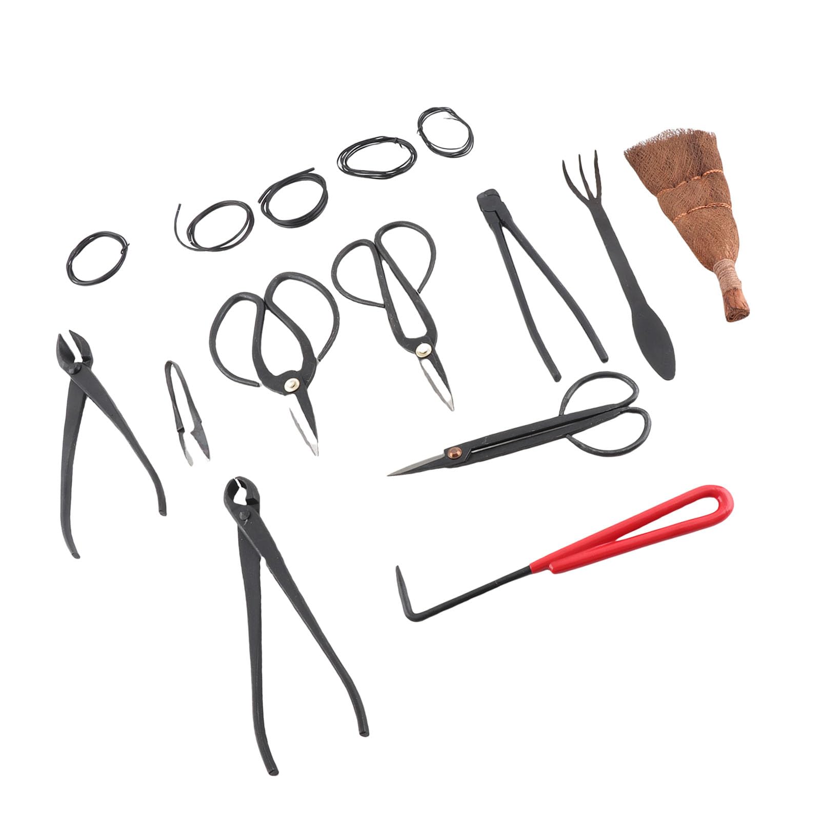 Juego de herramientas para bonsái, tijeras de podar profesionales de acero al carbono, kit de rastrillo para jardineros y principiantes, negro, 1578g