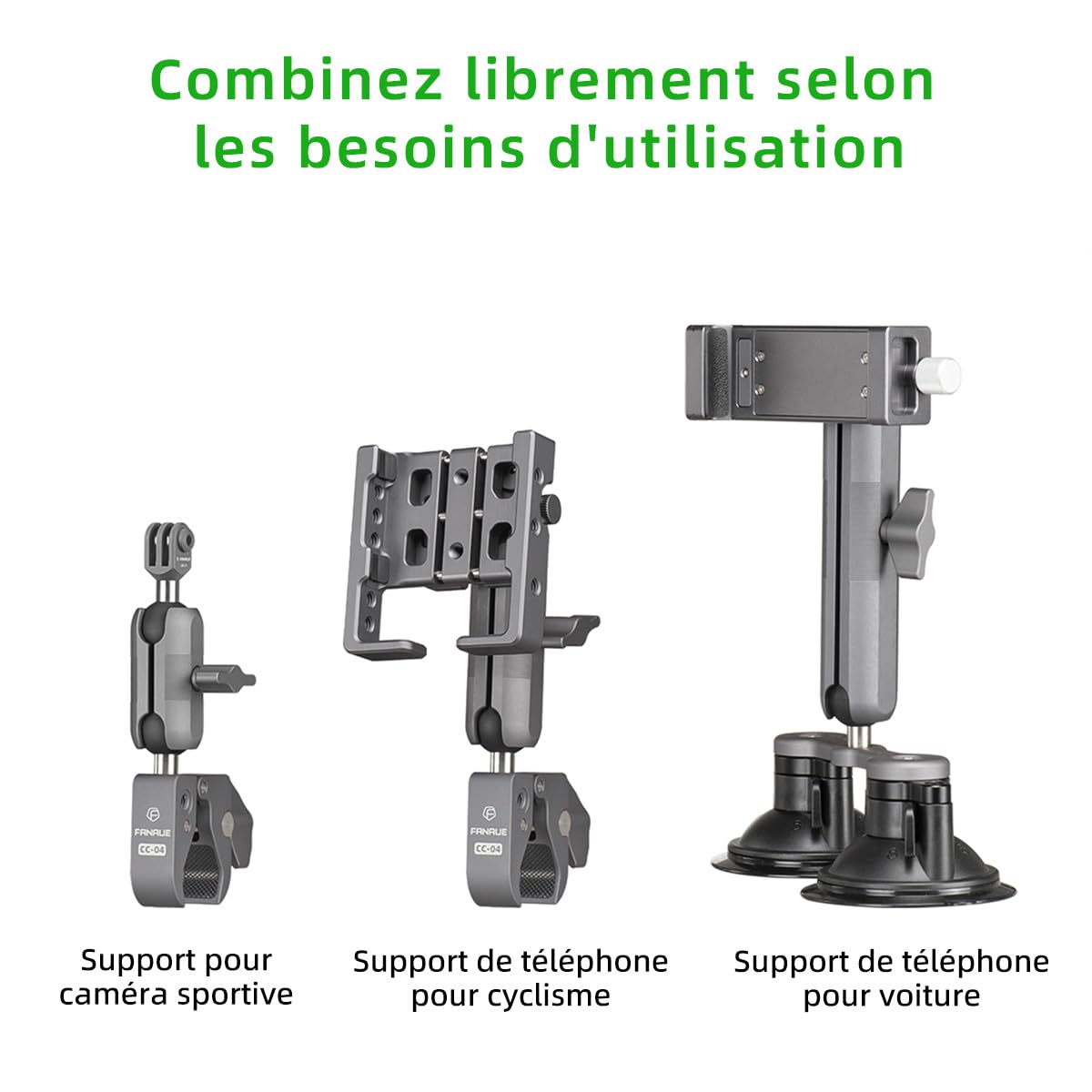 FANAUE support d'extension pour double prise avec bras en alliage d'aluminium, compatible avec les adaptateurs RAM Mounts taille B/à bille de un pouce. Longueur du bras : 150mm (DA-150)