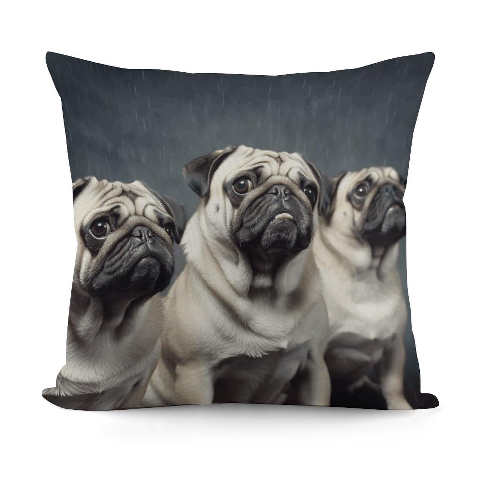 VstaDank Funny Pug Dog Pillow Covers Soft Plush Decorative Square Pillow Cover Modern Breathable Pillowcases Pillowcase with Invisible Zipper 18x18 Inches for Sofa Living Room