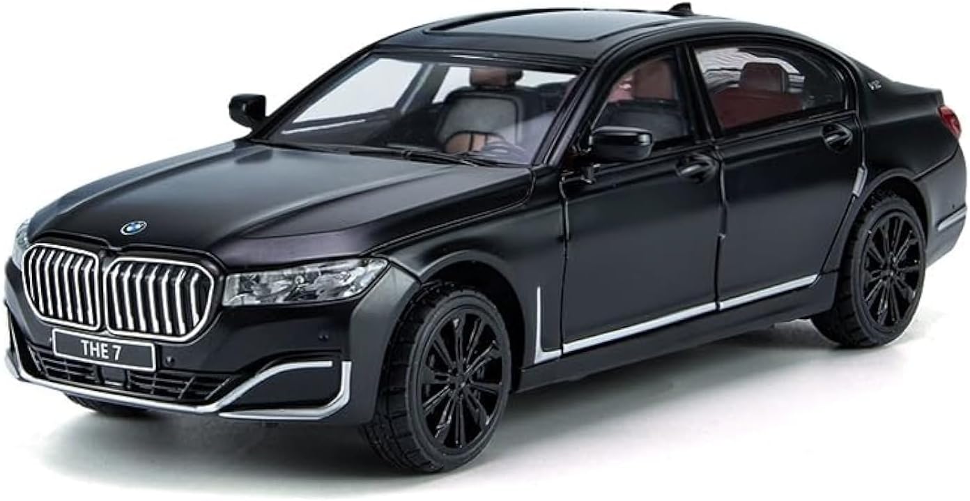 1/24 Compatible for 760 Model Car, Zinc Alloy Pull Back Toy car with Sound and Light for Kids Boy Girl Gift(Black)