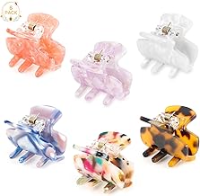 6 Pack Hair Claw Clips for Girls, Cellulose Acetate Hair Jaw Clamp Clips Small French Hair Claw Clips Classic Vintage Hair Clips for Women Girl All Hairstyles （6 Colors）