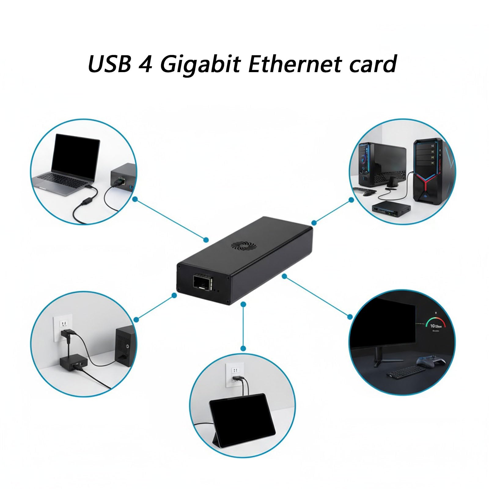 USB 4 10Gbps Ethernet Adattatori Scheda di rete ad alta velocità compatibile per computer portatili