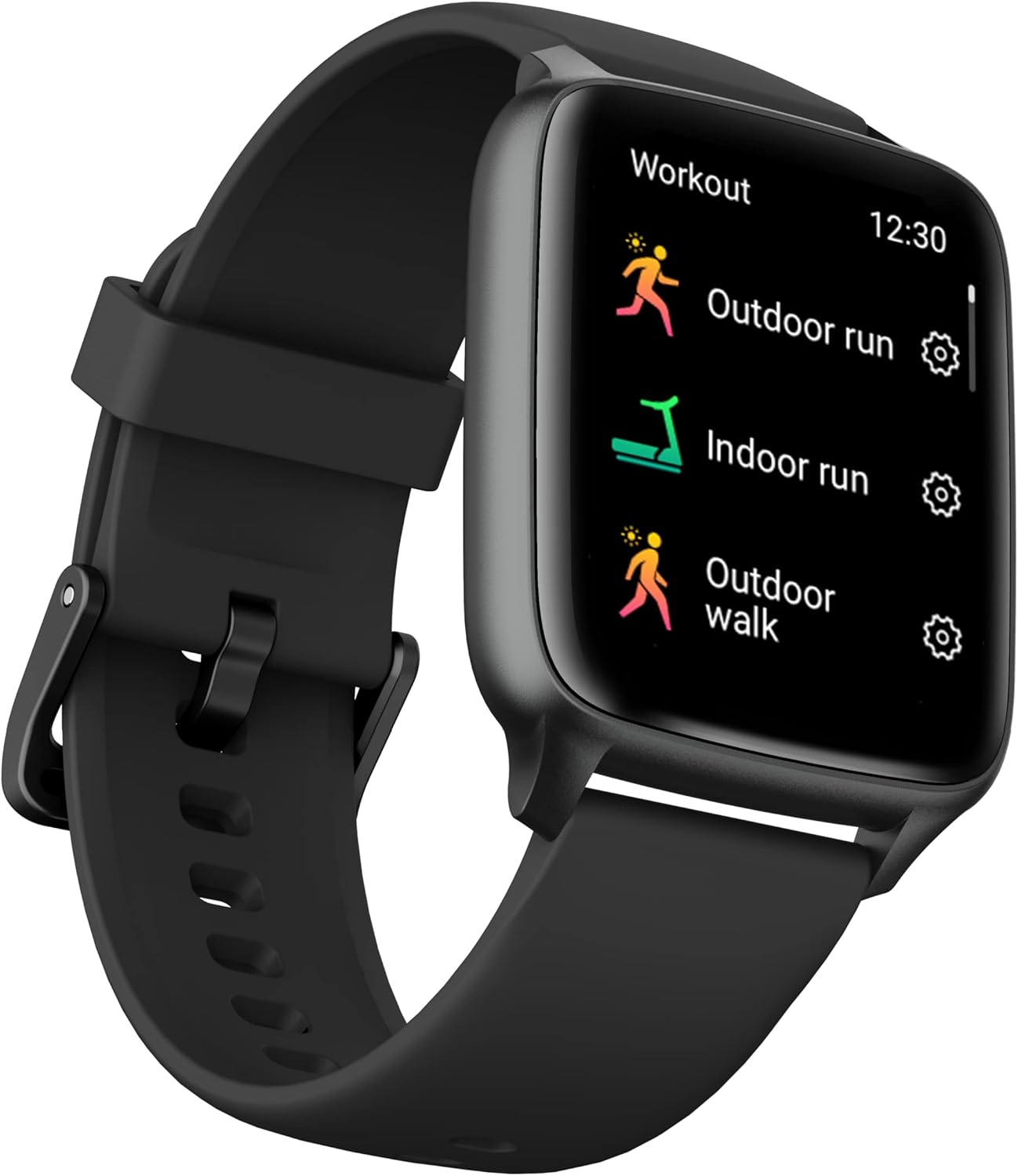 ZTE Watch Live 2 screen showing a list of workout options like outdoor run, indoor run, and outdoor walk.