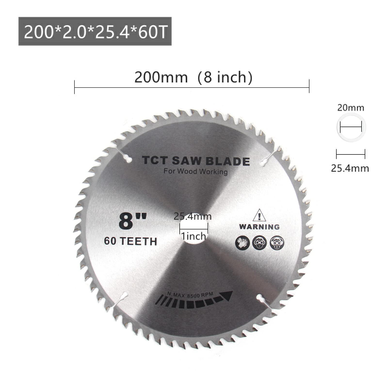 1pc 110/125/150/180/200mm punta in carburo di tungsteno 30/40/60 t disco per sega circolare lavorazione del legno taglio per legno plastica,200x2.0x25,4x60T