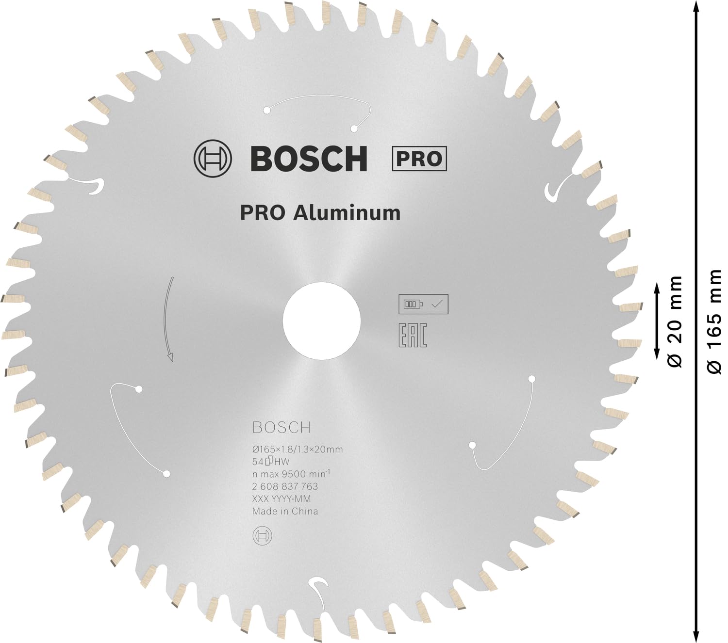 Bosch 1x Tarcza pilarska PRO Aluminium do bezprzewodowych ręcznych pilarek tarczowych (do Aluminiowy, Metale nieżelazne, Ø mm, Professional Akcesoria Ręczna pilarka tarczowa)