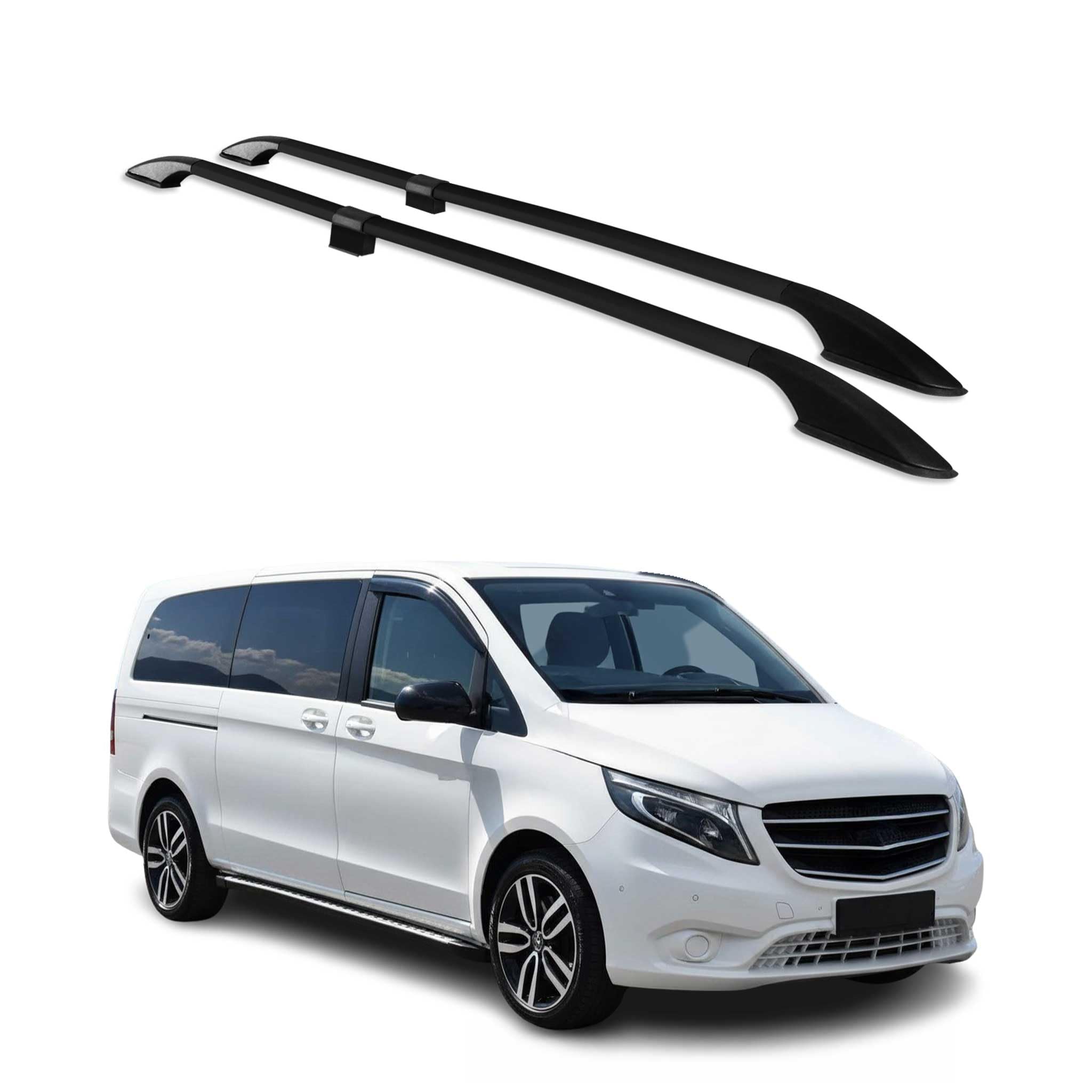 OMAC Dachreling kompatibel mit Mercedes Vito W639 W447 2003-2025 L3 Extra Langer Schwarz