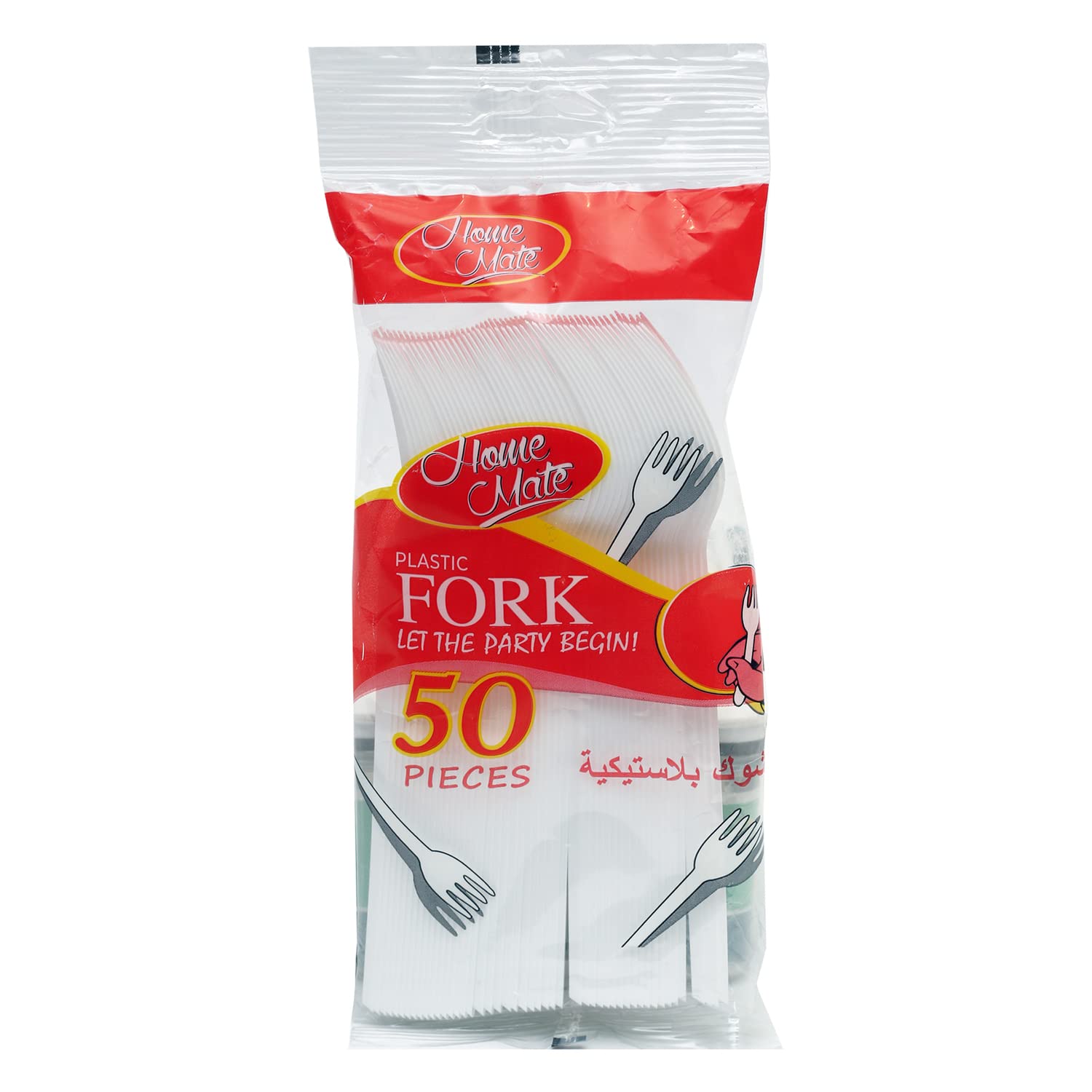 Lulu Home Mate Plastic Fork, White, 50 pcs