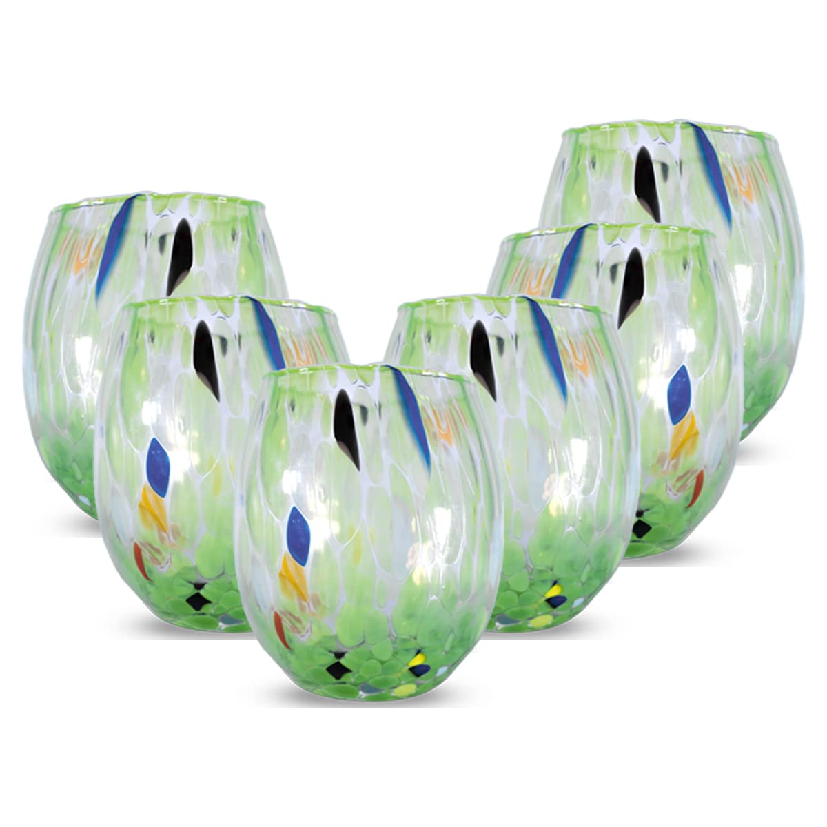 Gocce di Murano 6 vasos de vino elaborados según la tradición de los artesanos de Murano, vaso soplado y hecho a mano 200 ml – copas de vino elegantes y preciosas
