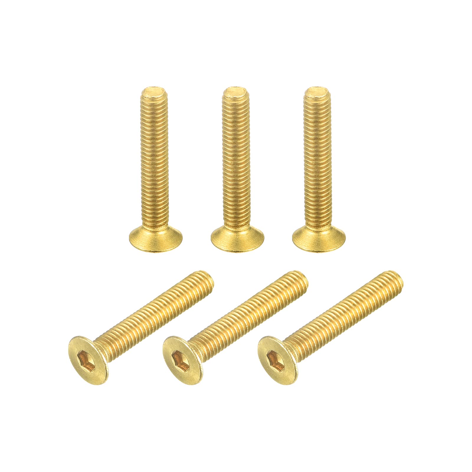 uxcell Flat Head Socket Cap Screws, M3-0.5 x 18mm Brass Inner Hex Drive Fasteners Bolts 6Pcs