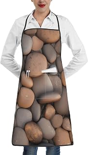 Pebbles in the beach Kitchen apron, large bib with one middle pocket, unisex, suitable for chefs.