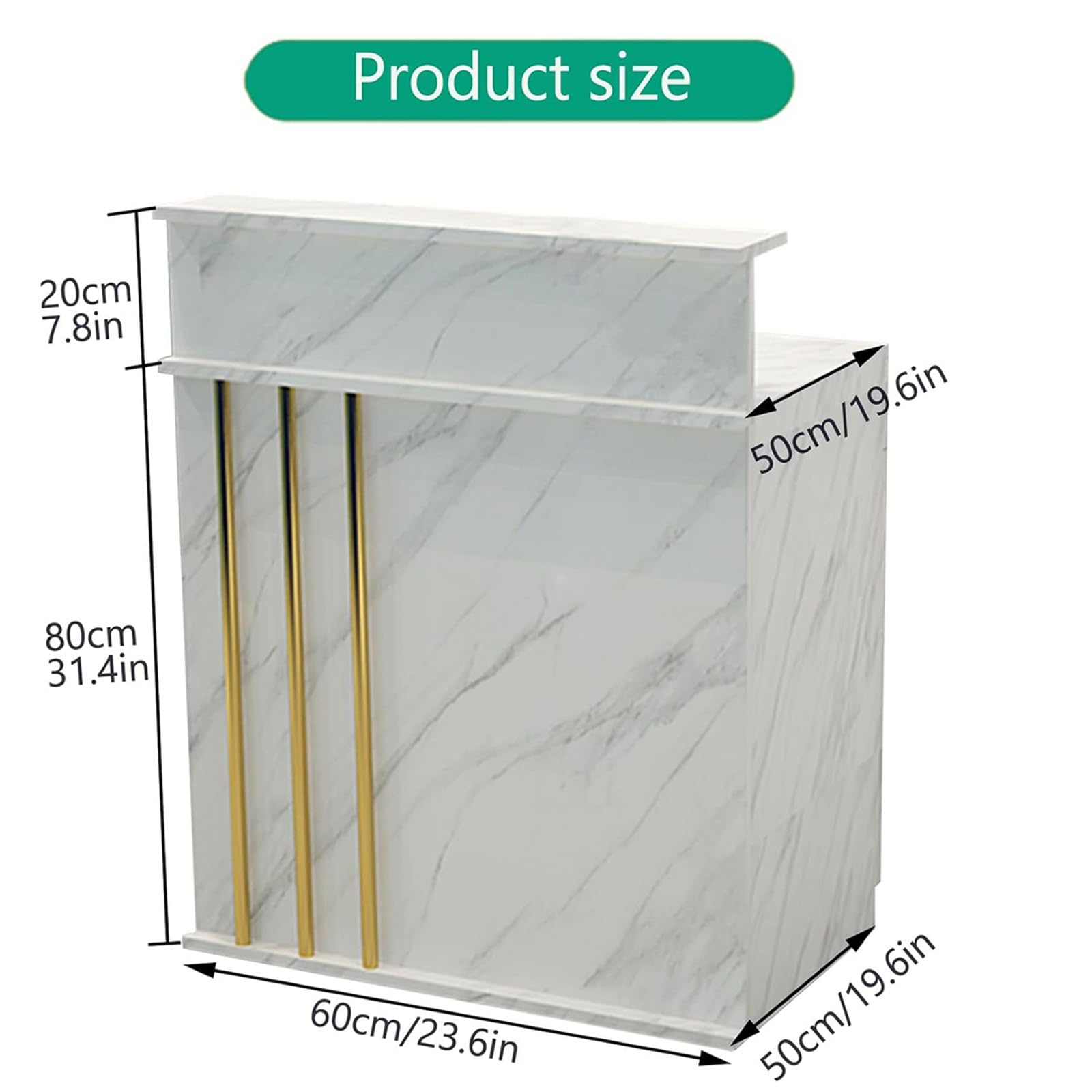 Moderno escritorio de recepción con cerradura con zona de bienvenida funcional, ideal para oficinas, tiendas de ropa, hoteles y tiendas minoristas, 90 x 50 x 100 cm, mostrador de servicio al cliente