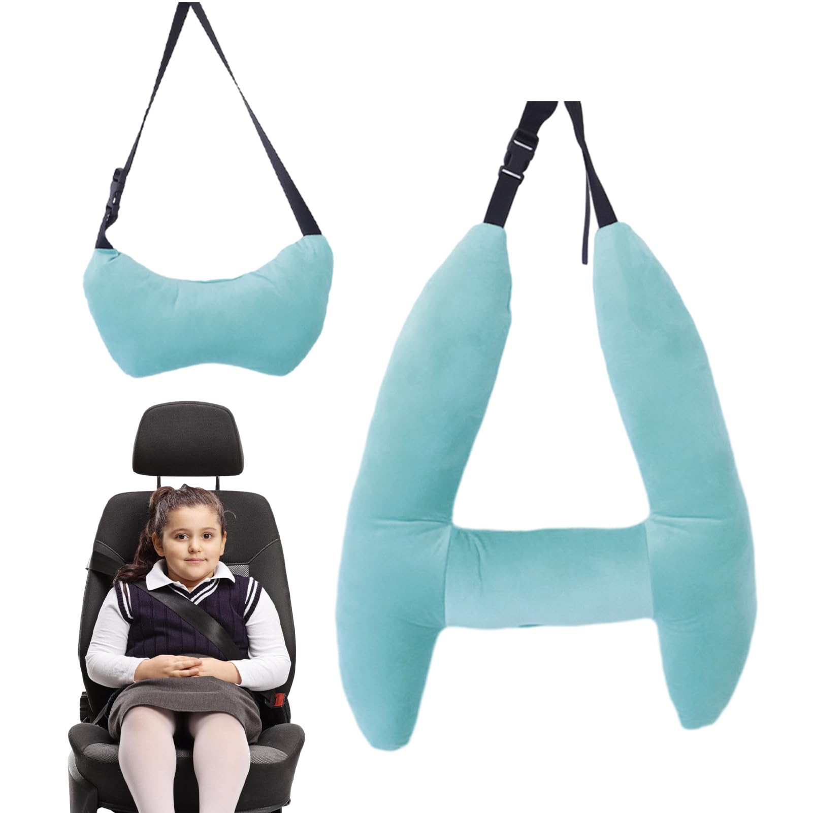 Sicherheitsgurt Polster Für Kinder – Schulterkissen & Nackenschutz Zum Schlafen Im Auto (Grau)