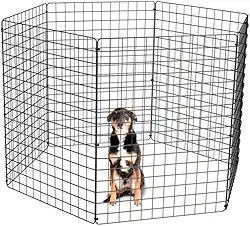 Cercado Móvel Pet Grande Dobrável para Cachorros Pequeno e Médio Porte Coelho 80cm Altura Cercadinho Articulado Portátil (PRETO, 6 TELAS)