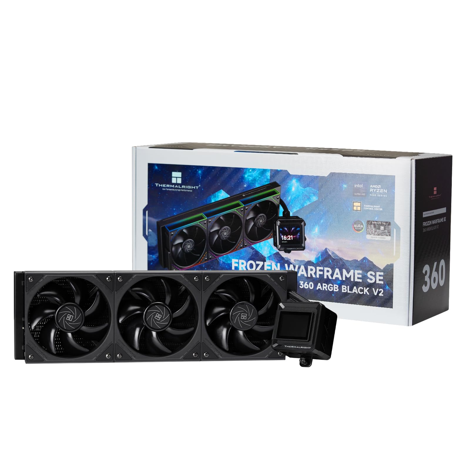 FW360 SE ARGB V2 CPU Chłodnica cieczy, 2000RPM Daisy-Chain Connection Fans, ekran LCD 5.1 cm, do AM4/AM5 i Intel 1700/1851 (czarny)