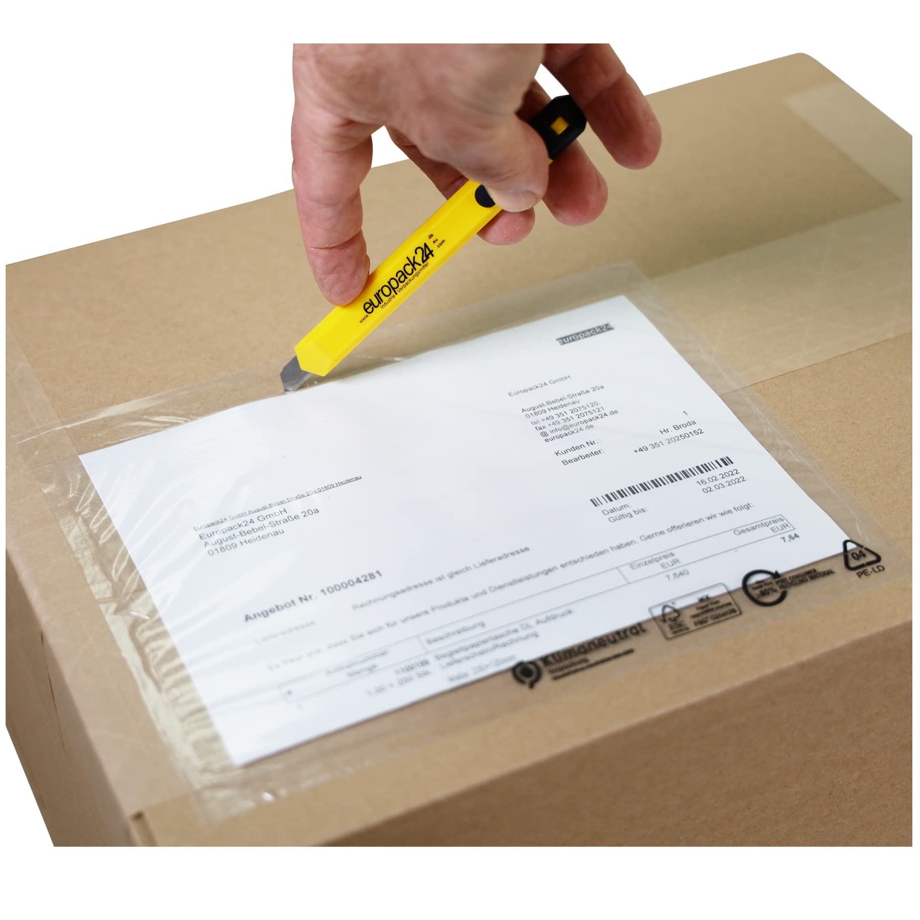 1000 Stück Begleitpapiertaschen transparent DIN C5 (220x155 mm) | neutral und unbedruckt | FSC-zertifiziert | Dokumententaschen C5 / Lieferscheintaschen selbstklebend