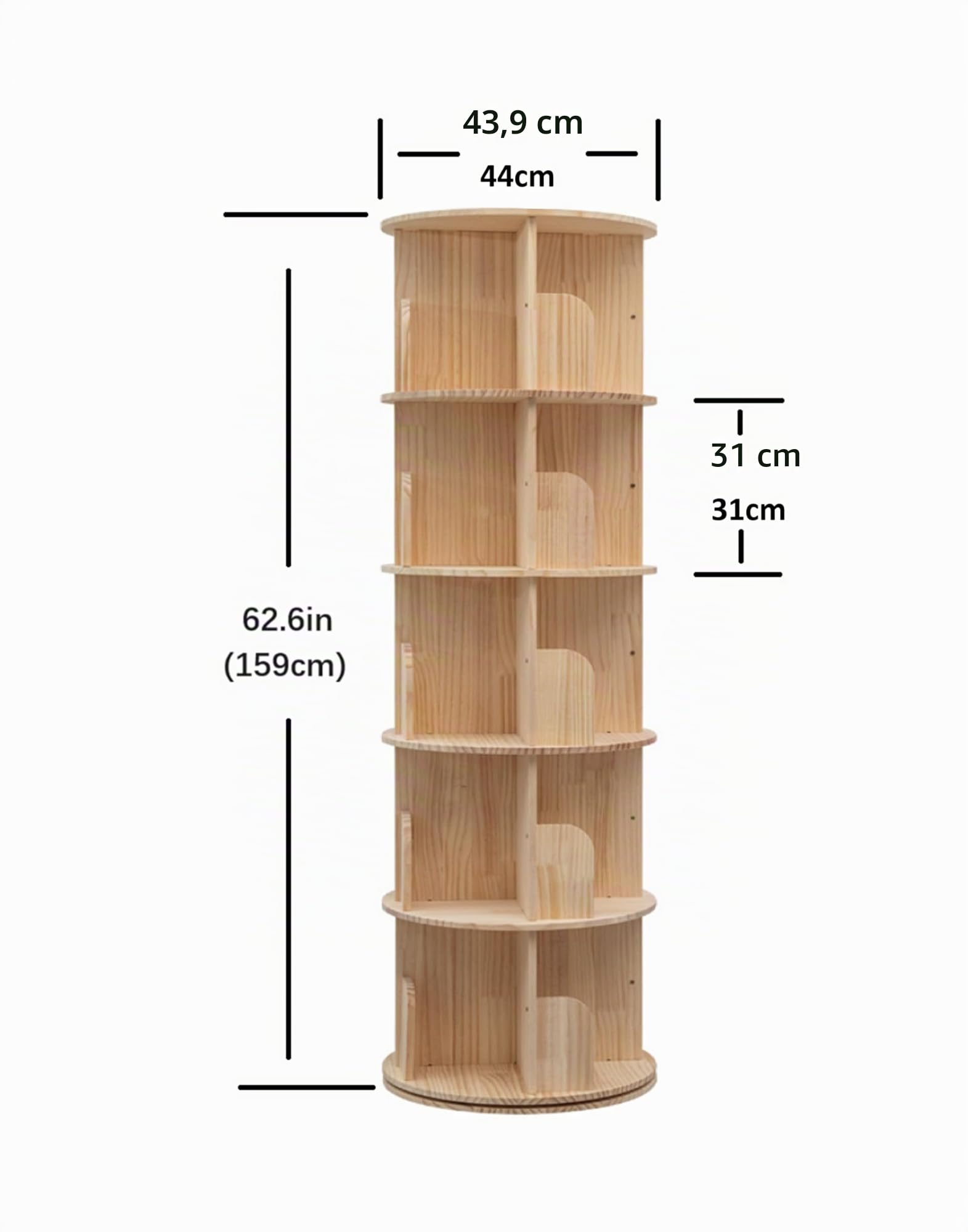 Heehee Bibliothèque rotative à 360° sur Pied pour Enfants et Adultes (5 Niveaux)