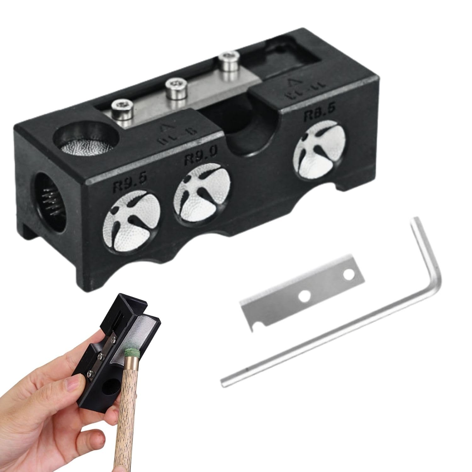 Issimober Cue Tip Shaper 11 in 1 Multifunctional Tips Tool Cue Tips Replacement Kit Cue Maintenance with Tip Shaping and Repair Features Compact Lightweight and Portable Design for Billiard Players