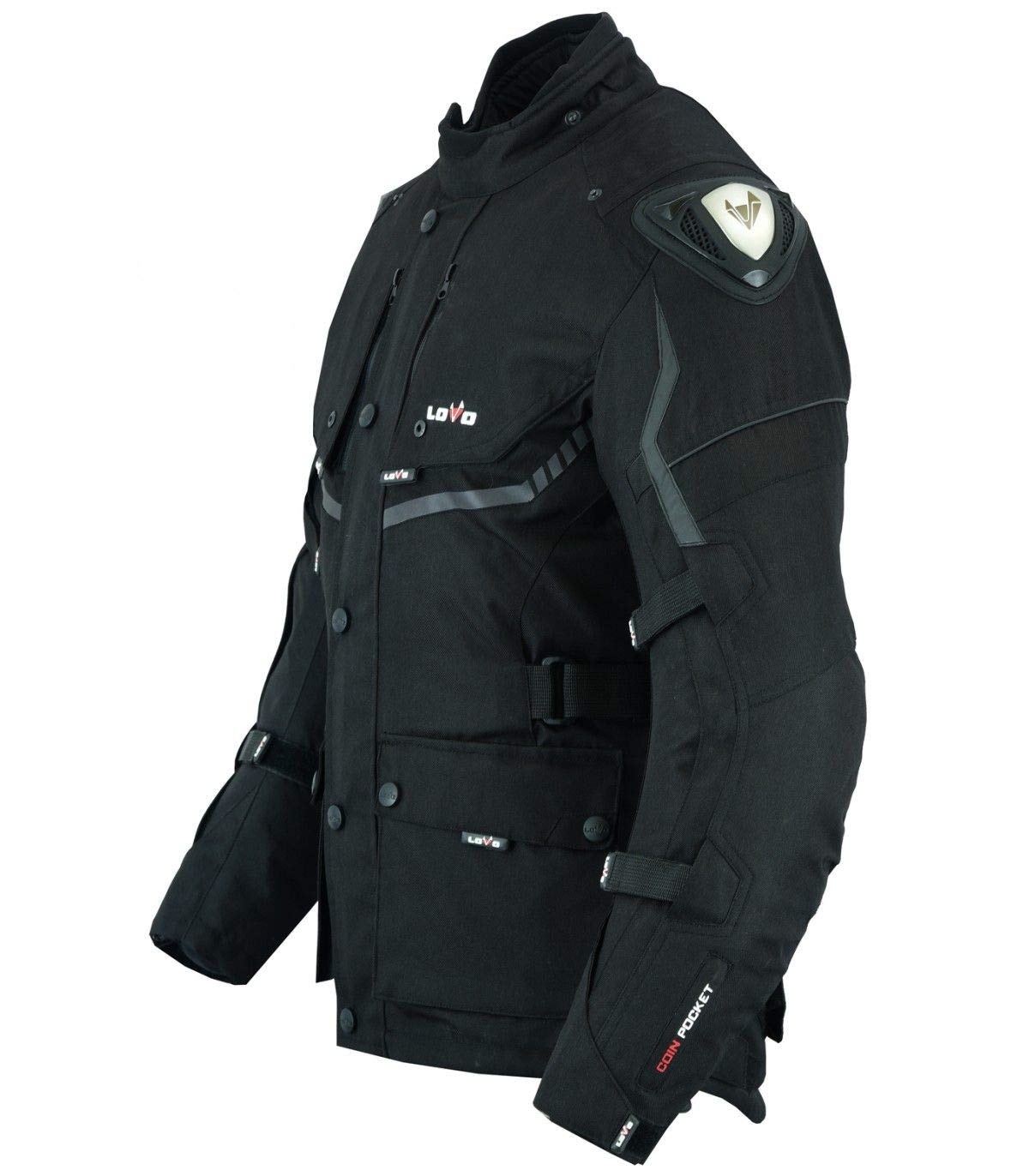 LOVO - Chaqueta Moto Tricapa 4 Estaciones Hombre - Chaqueta Moto Hombre con Protecciones para Todo el Año - Cazadora Moto Hombre de Alta Protección Longitud 3/4 - Ideal para Invierno y Verano