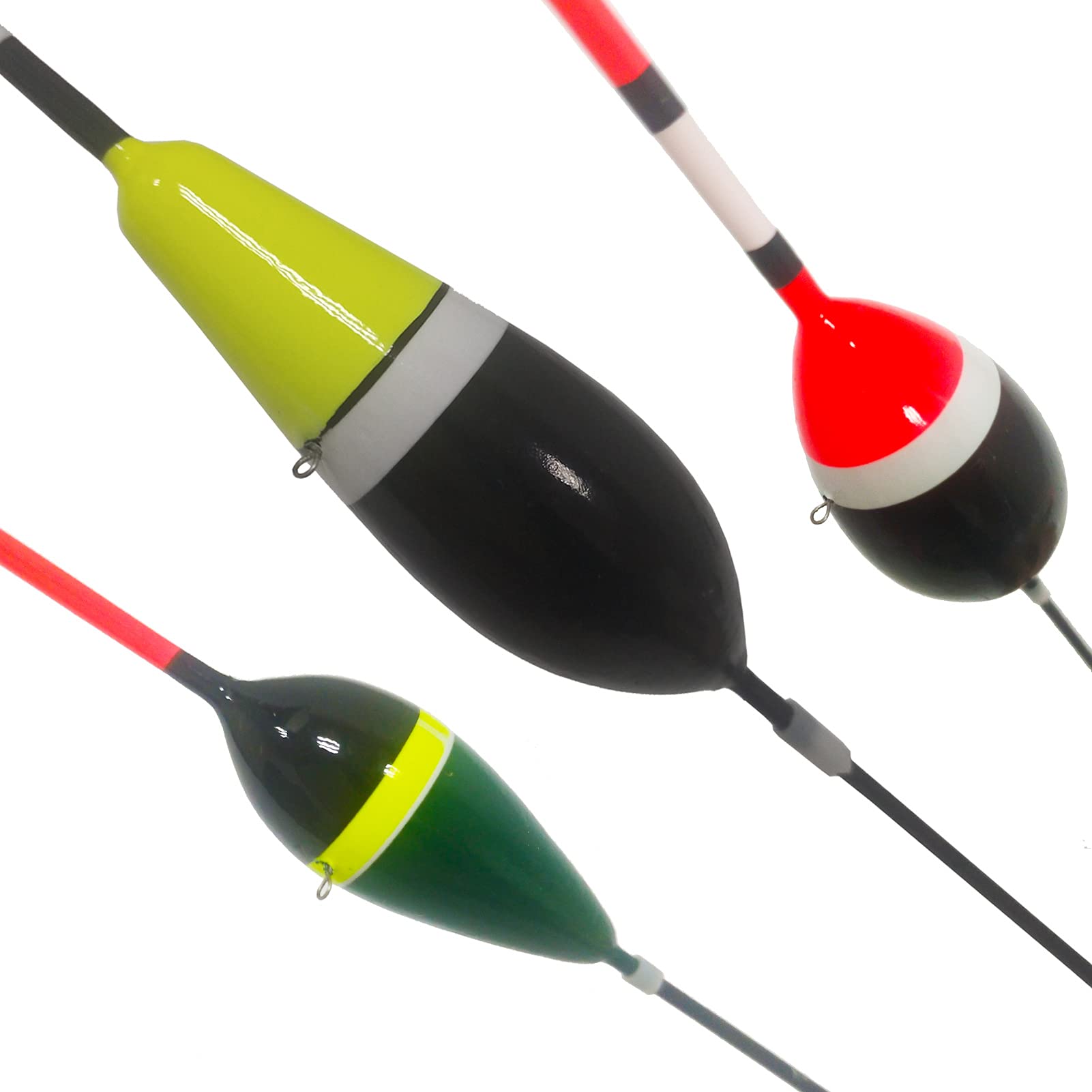 Genérico Juego de Boyas flotantes de Corcho, Juego de flotadores de Pesca de Madera de Balsa iluminados, 3g + 3g + 3g, Cola Larga de 17,5 cm/18,5 cm, 30 Uds.