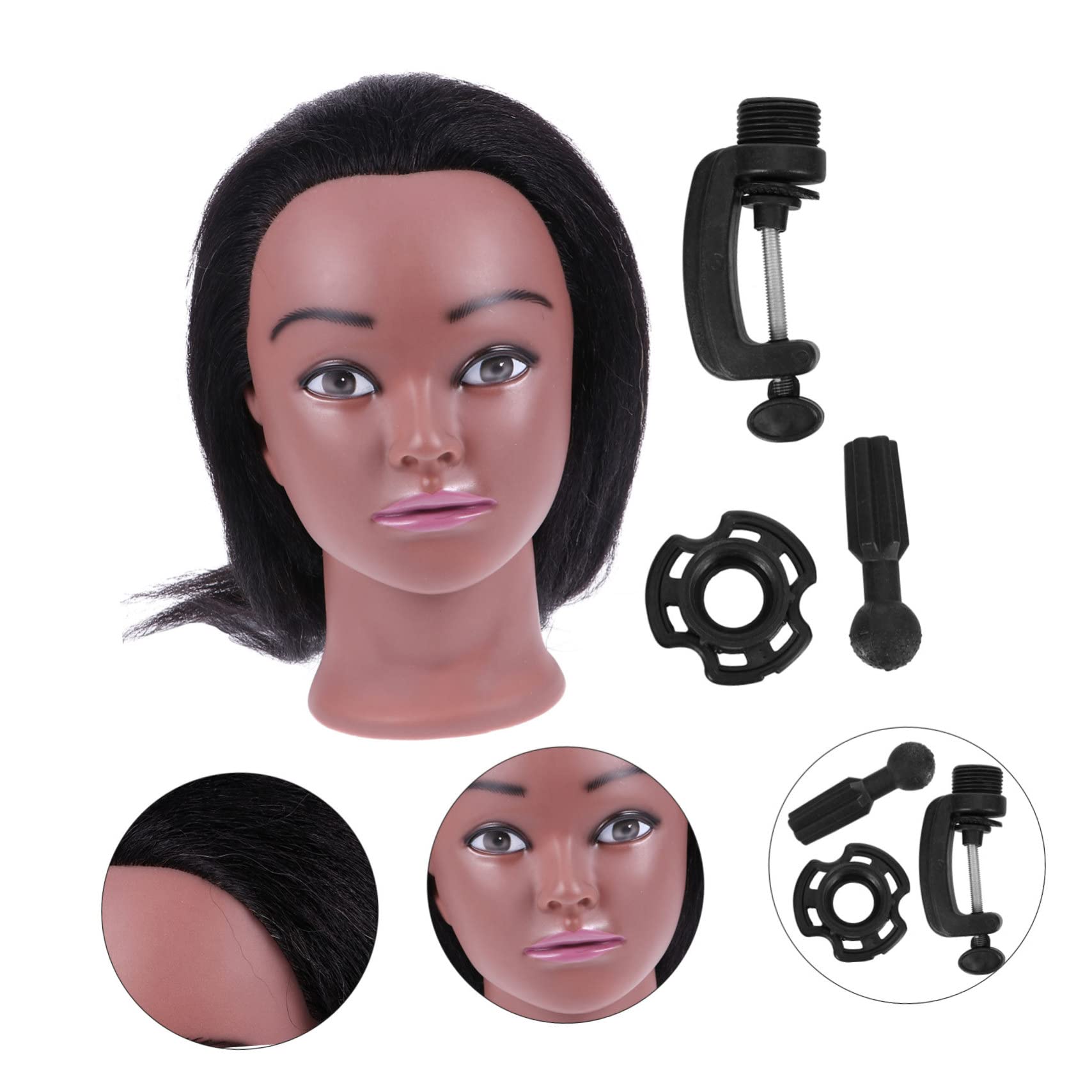 Tête de Mannequin D’entraînement Coiffure, Cheveux Humains Noirs