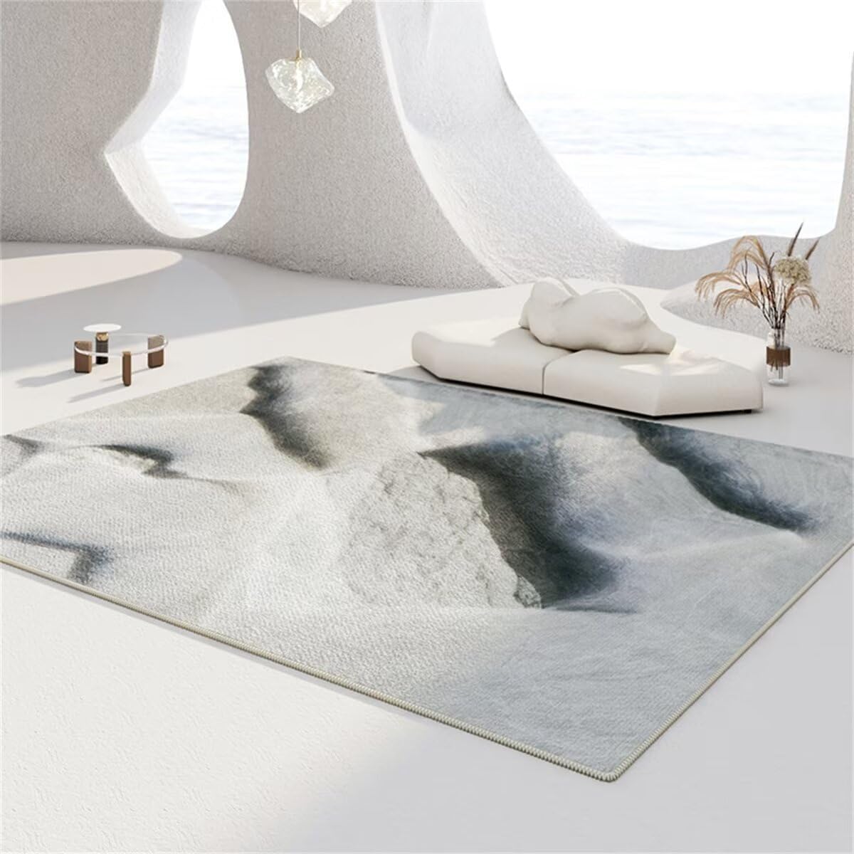 Tapis de salon simple gris pour décoration chambre bébé fille et canapé