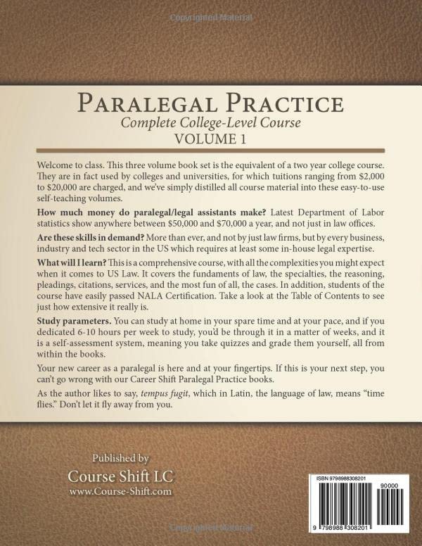 Miniatura 2 de Paralegal Practice Volume 1 Complete College-Level Course (Paralegal Practice Complete College-Level Course)