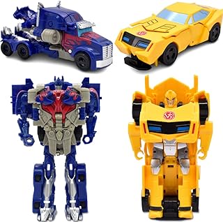 2 Pieces Transformers Figurine, Hilloy Transformers Toys Figures, Optimus Prime Model Bumblebee Ornaments Transformers Mini Car Collection Model Statue Cake Decoration Boy Home Table Decoration
