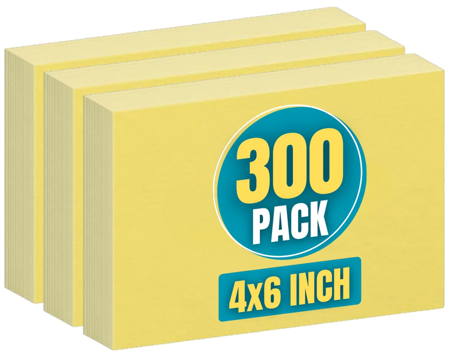 1InTheOffice Index Cards Canary Yellow Unruled 4X6, Blank Index Cards, 4"x6", 300 pack