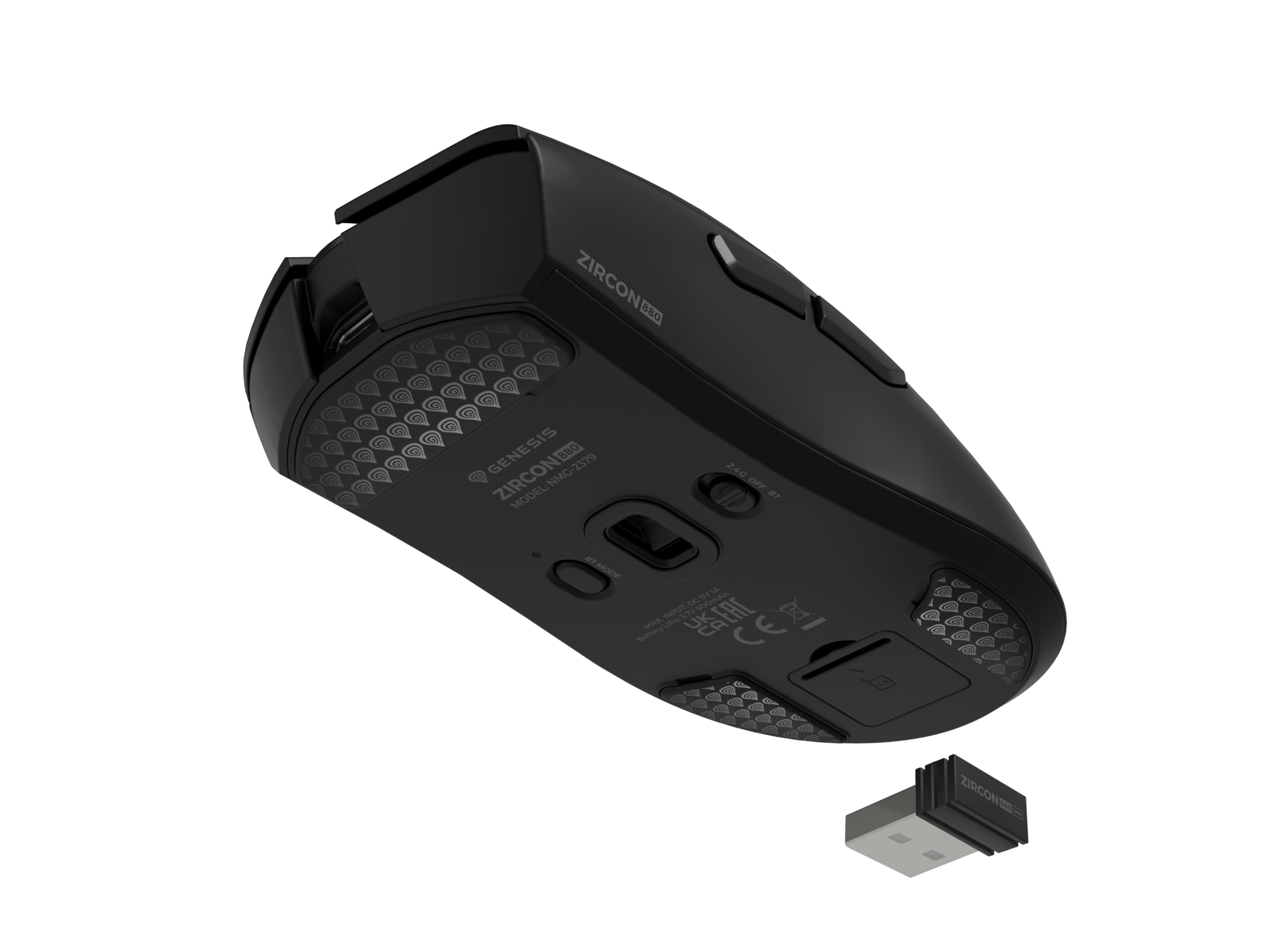 Genesis Zircon 880 Mysz do gier bezprzewodowa kabellos Czarna, 12000 DPI mysz do gier bezprzewodowa, PixArt PAW3311, tryb trójzakresowy, mysz E-Sport 64g, Glasskates, Kailh Optical, 6 przycisków, do
