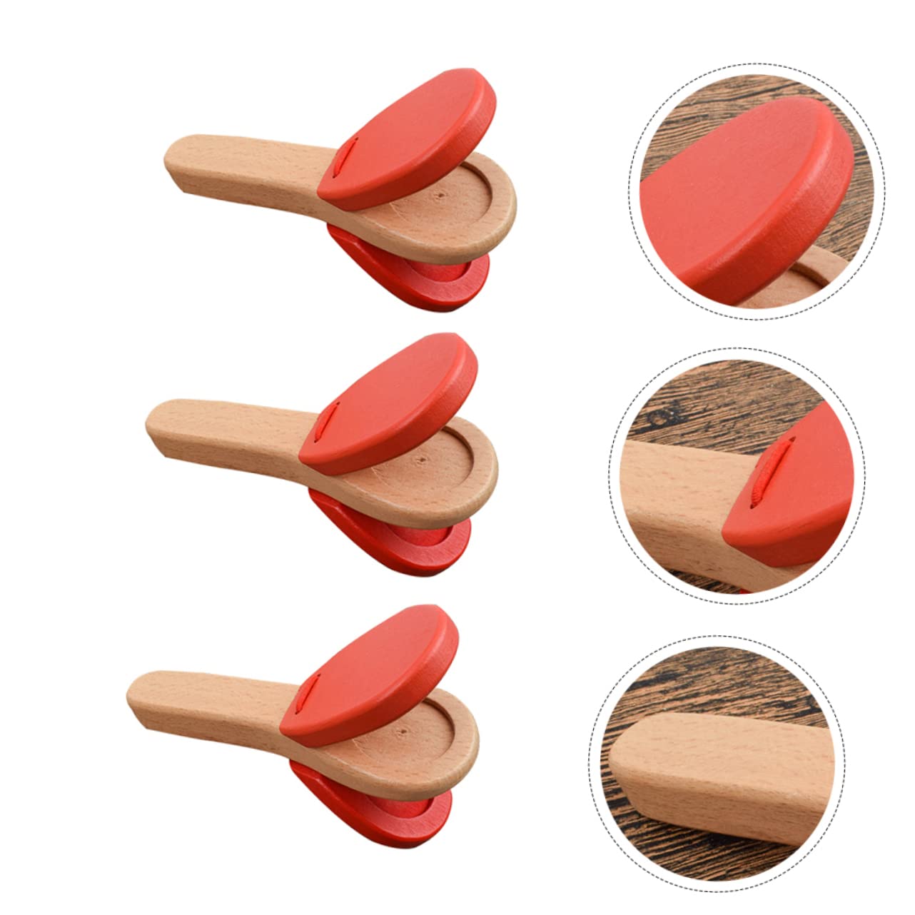 GALPADA 1set Wooden Castanets for Fun Percussion Random Style for Early Education Birthday Parties and Family Gatherings Random Color 3pcs