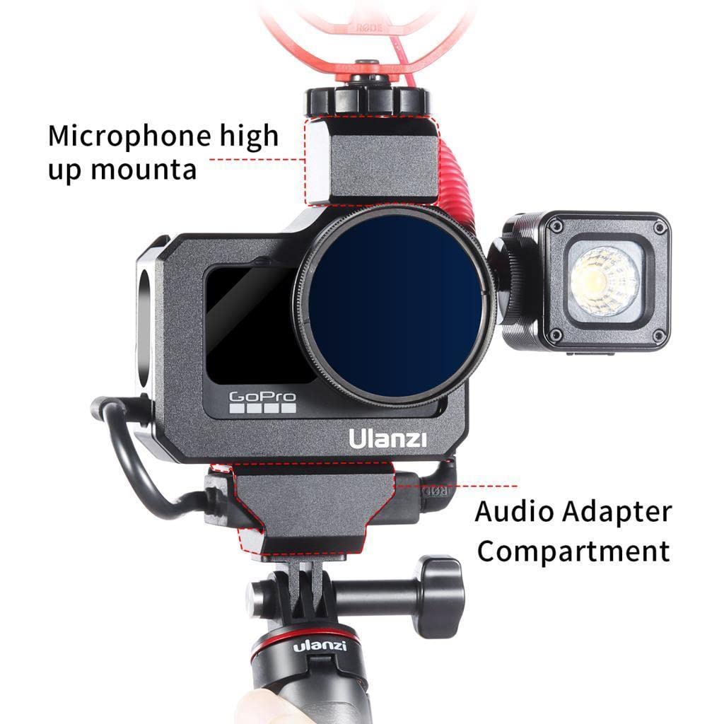 ULANZI Vlog Cage G9-5 - kompatybilny z GoPro Hero 9 Black - Metalowa obudowa z adapterem filtra i uchwytem na zimne buty