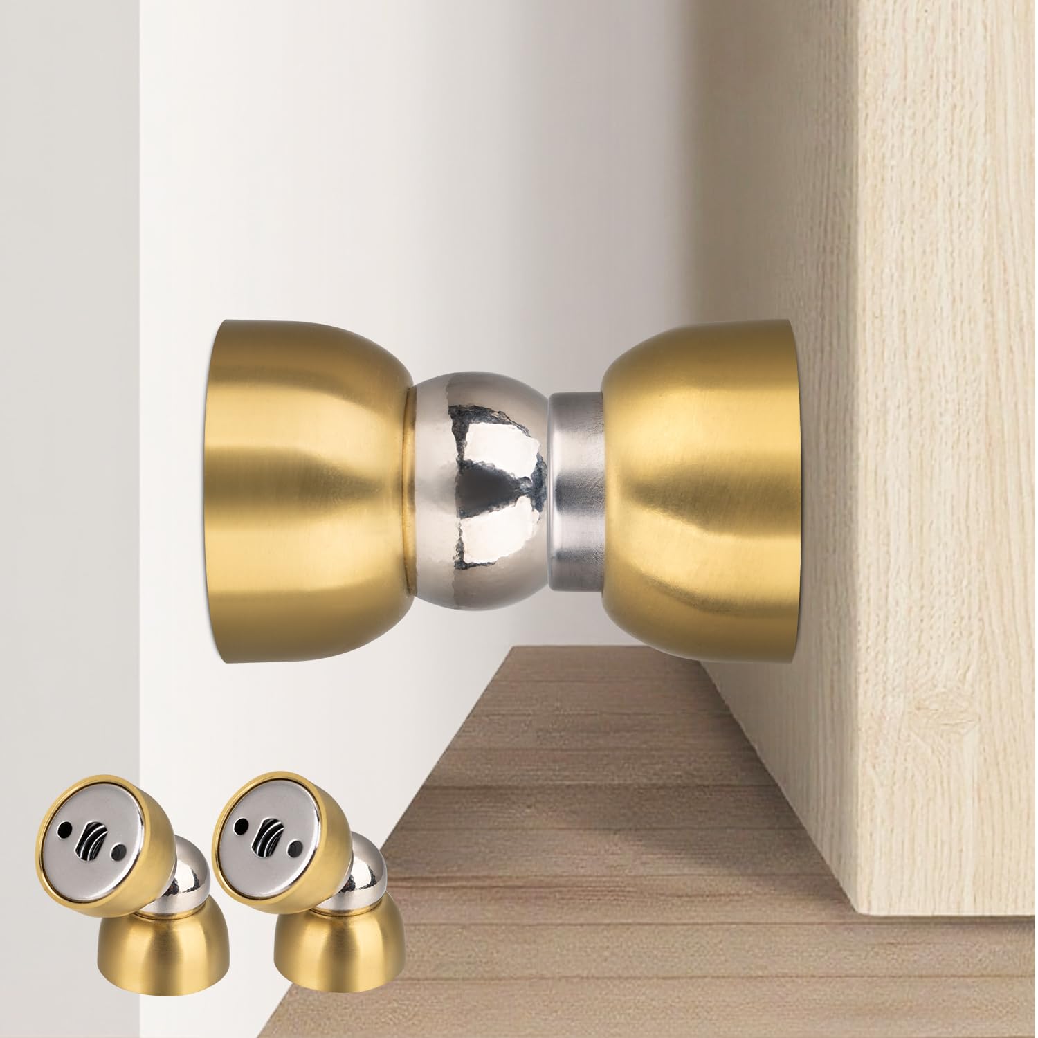 TOPTAKE Powerful Magnetic Door Stopper - 2 Pcs Stainless Steel Mini Door Stop, Heavy Duty Magnetism Door Holder for Bedroom, Bathroom, Kitchen, Home,