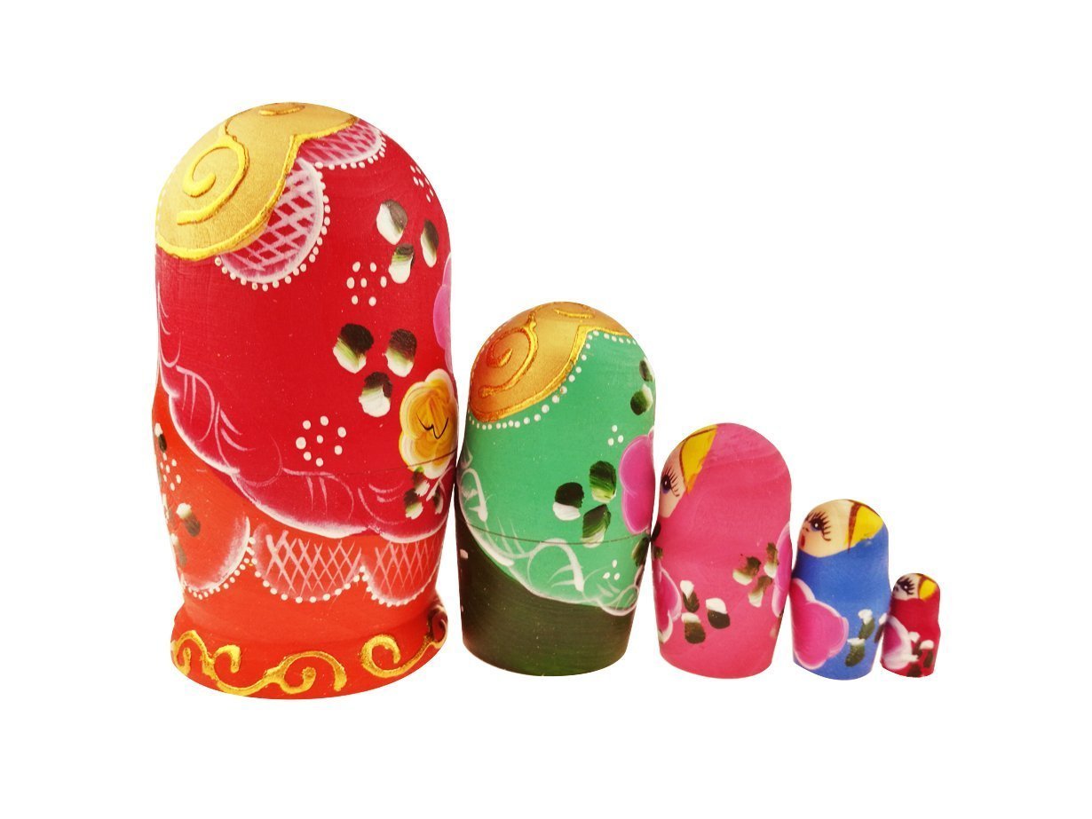 Winterworm Lot de 5 poupées russes multicolores pour fille - Cadeau d'anniversaire pour enfants