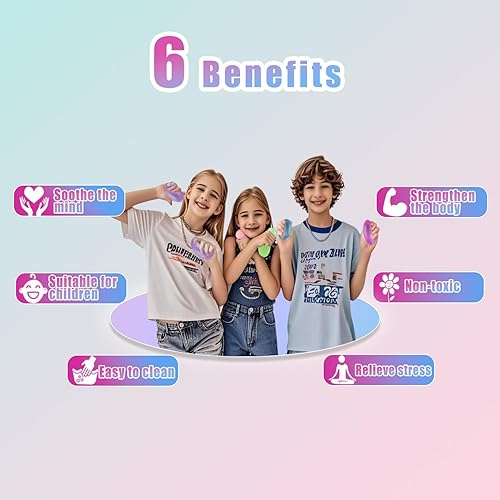 Miniatura 6 de Juego de 4 juguetes de cubo para el estrés, color rosa, morado, verde, azul, más grueso y duradero, de tiro lento, juguetes sensoriales para adultos