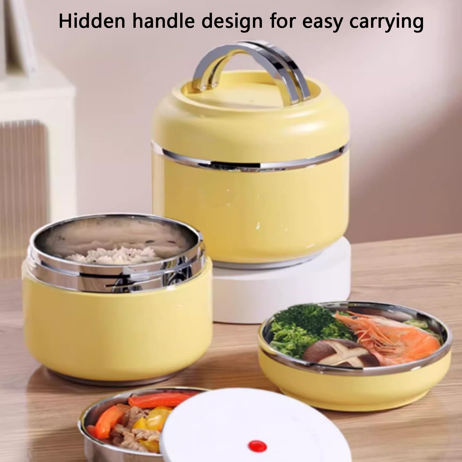 Lonchera, Caja Almuerzo Infantil, Fiambreras, Fiambrera Térmica De Acero Inoxidable, Recipiente para Alimentos con Aislamiento Al Vacío, Juego De Utensilios Incorporado (amarillo, 1000 Ml)(Green,Mediu