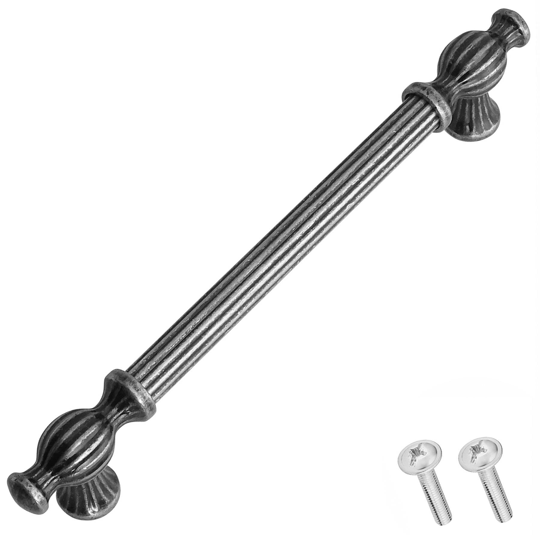 Decoranddecor Antique Silver/Pewter Verna Traditional T-Bar Antique Style Cabinet Pulls Drawer Handles Zinc (224Mm Hole Center, )