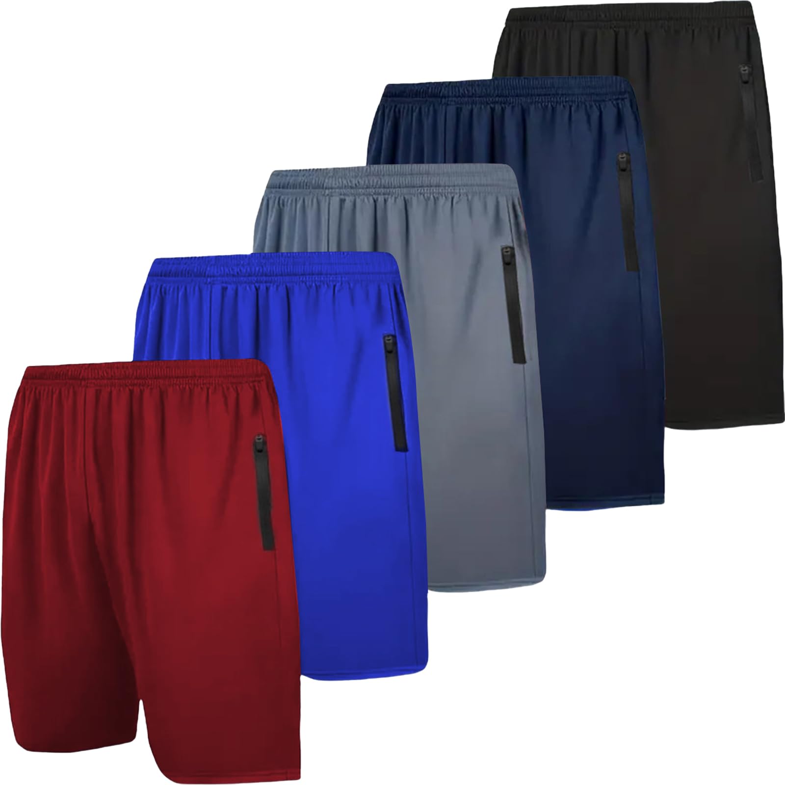 Mens Athletic Gym Shorts Multi-Color Pack Quick Dry Basketball Running Workout Shorts Elastic Waist with Side Pockets