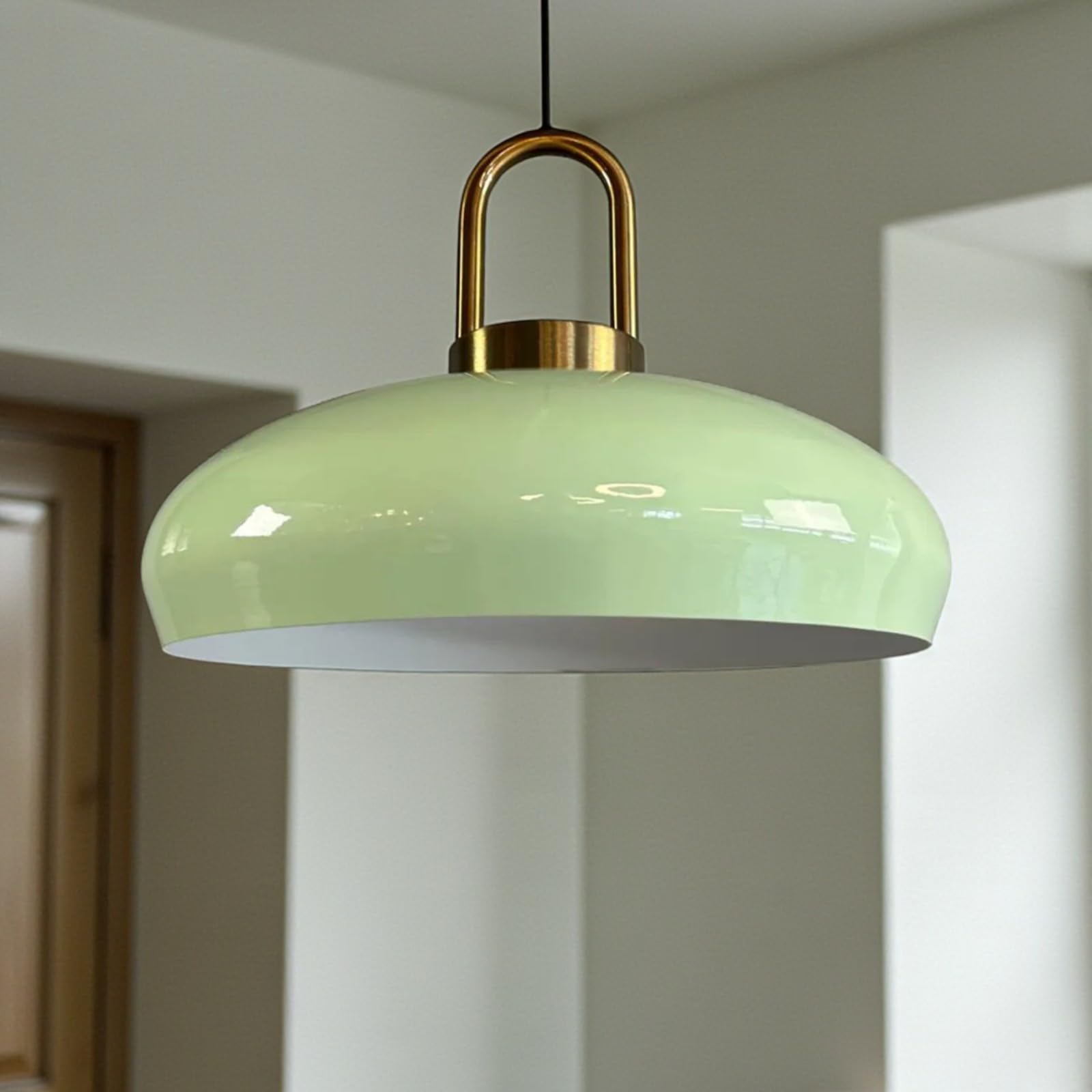 bamyum Androa-Lock Hanging Lamp Industriall, 40 cm Lamp Shades, Modern Metal, E27 Pendant Lamp for Living Room and Dining Room, Mint Green Pendant Light