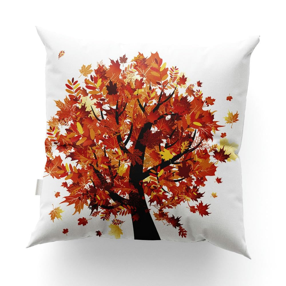Housse de coussin feuille d'érable d'automne en lin lourd de qualité supérieure pour lit