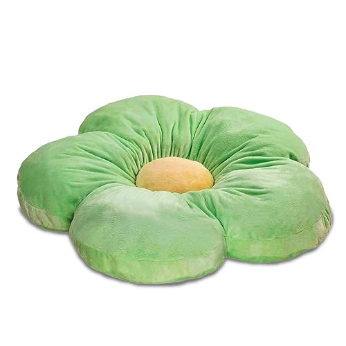 Butterfly Craze Flower-Shaped Floor Pillow - Machine Washable Plush Microfiber Cozy Area Pillow - Reading Floor Cushion for Kids - Toddler Lounger & Kids Tent Seating - Medium 20 in, Green - Green