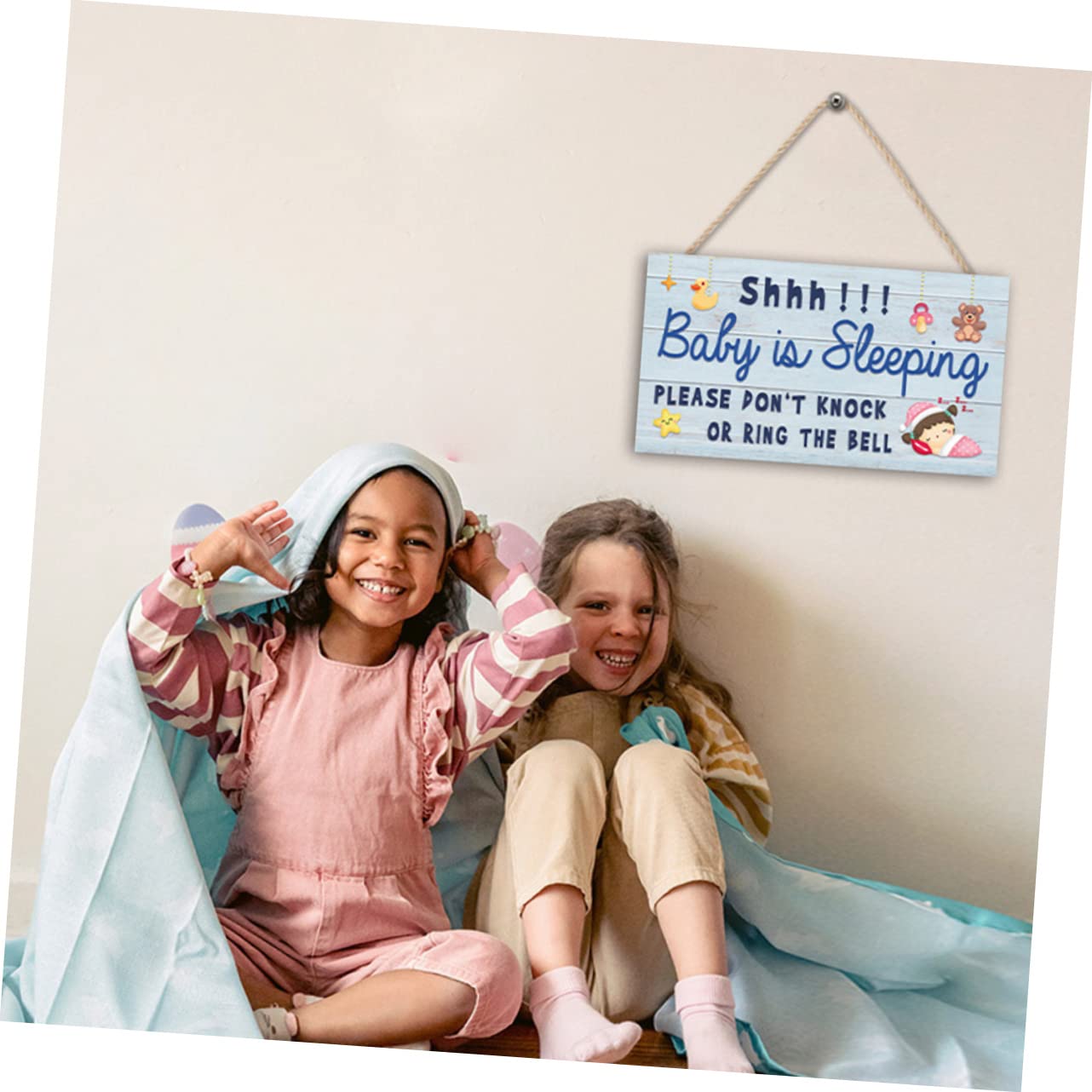 Message De Poignée De Porte - Bébé Dort - Rose