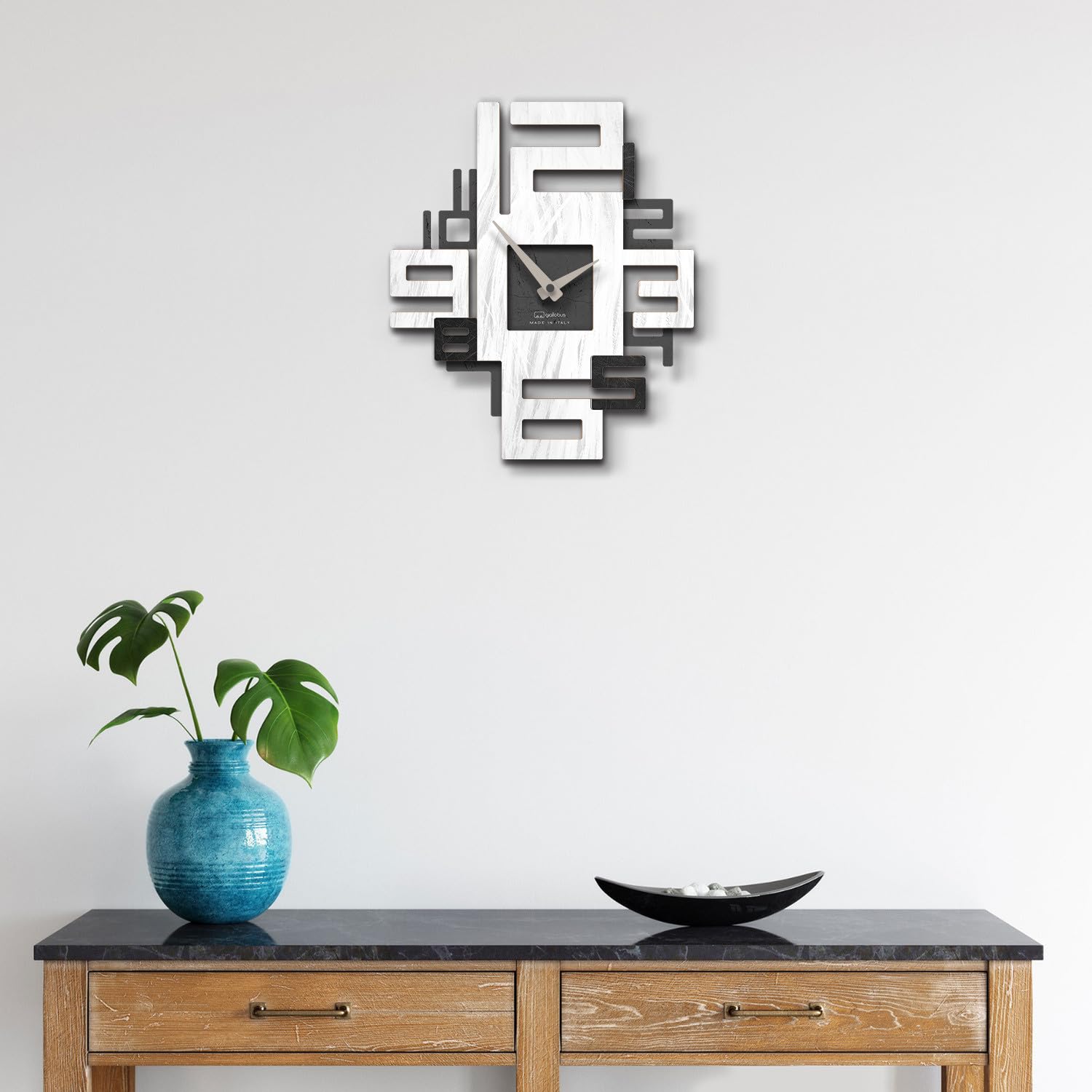 Giallobus - Orologio Bilay - Axia - Legno Mdf - Premium 38x45 - - 15 - Shade - Artigianale Made in Italy - Silenzioso - Idea regalo - Moderni doppio livello