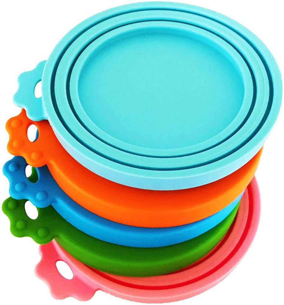 DYBEN Pet Can Covers/Dog Cat Food Can Lids/5 Pack/Universal BPA Free/Silicone Pet Food Can Lids Covers/Fits Most Standard Size Dog and Cat Can Tops for Pet Food Storage : Pet Supplies