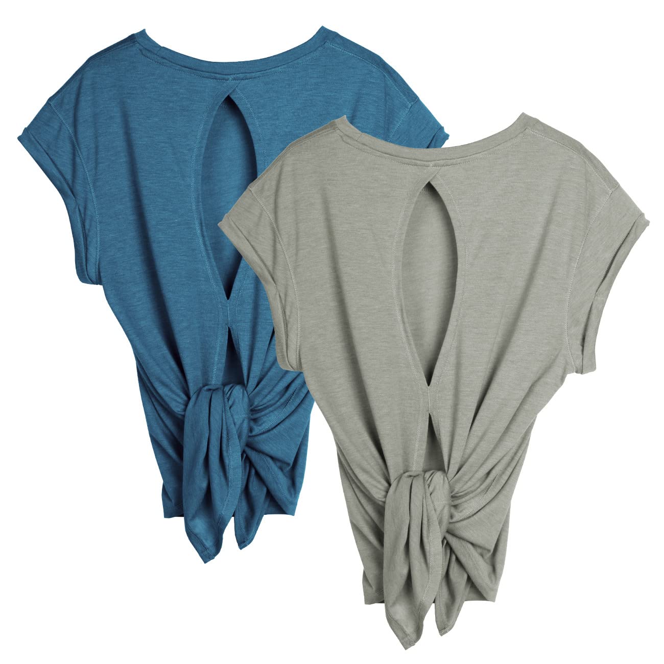 icyzone Open Back Workout Top Shirts - Yoga t-Shirts Activewear Exercise Tops for Women