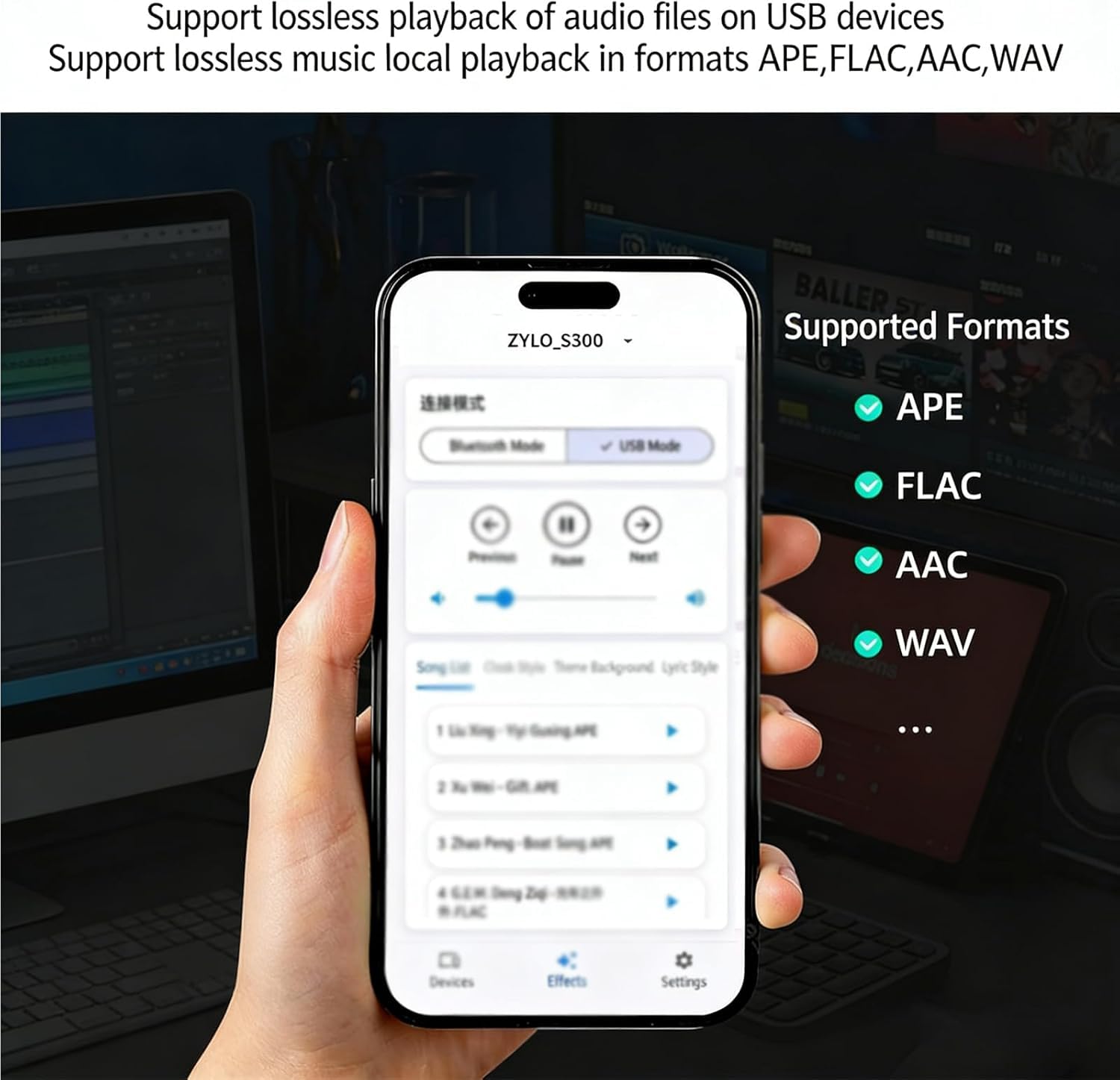 Enceinte Bluetooth portable avec rotation à 360° et contrôle par application, plusieurs modes de réglage (heure/arrière-plan/paroles/photo), prend en charge les formats APE, FLAC, AAC, WAV