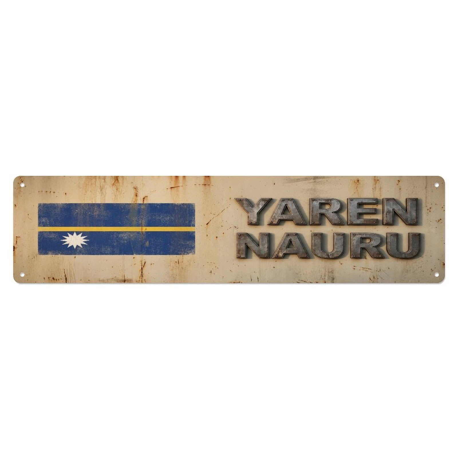 Tgrcjimh Style Metal Tin Sign Vintage Yaren Nauru Flag Decor Rustic Travel