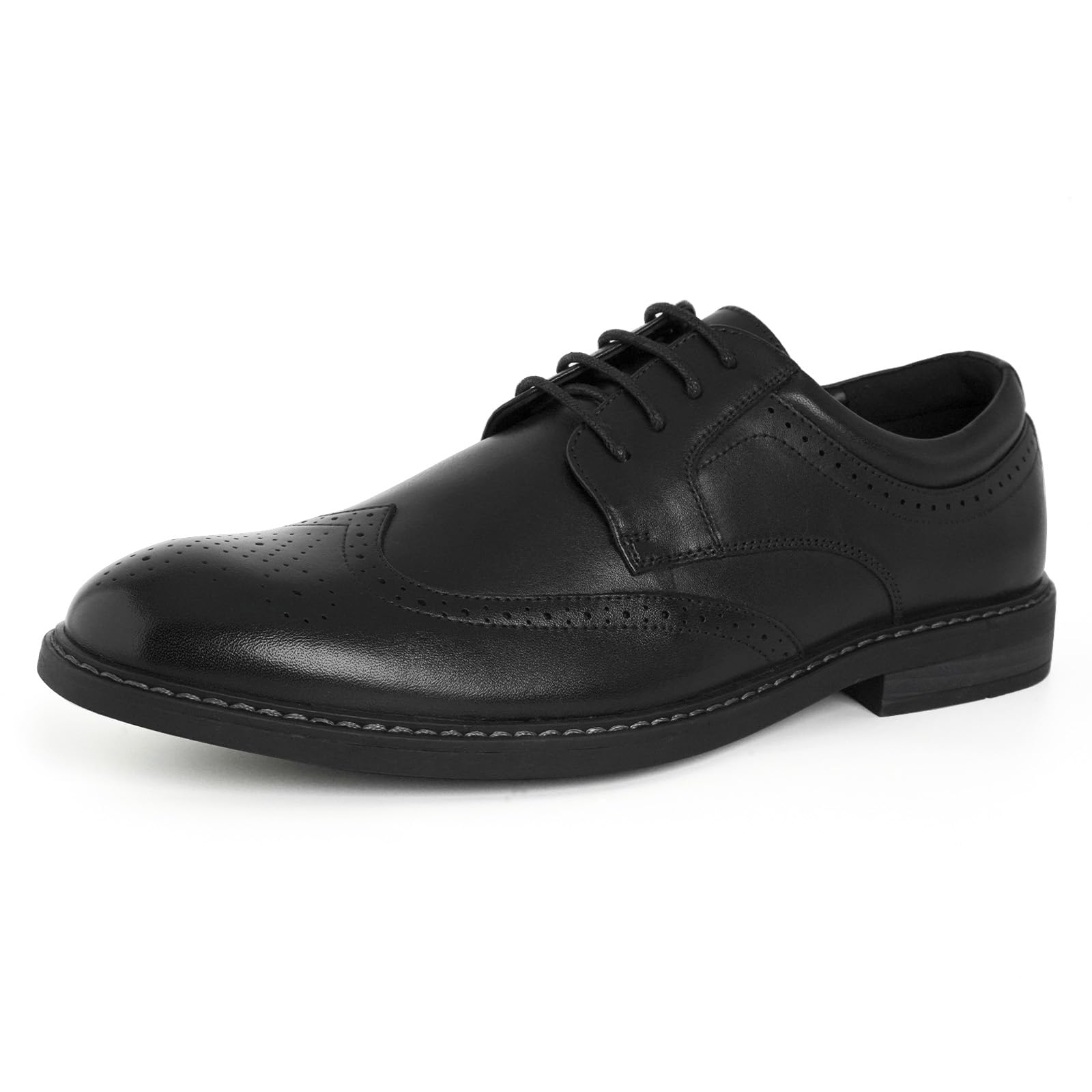 Rogers Morris Mens Oxford Dress Shoes Genuine Leather Full Brogue Wingtip Antique Business Casual Lace-Up Shoes Semi Formal