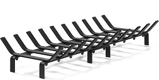 Heavy Duty Fireplace Grate Rack, 24 inch Solid Steel Fireplace Log Grate, Matt Black Fireplace Log Burning Racks Easy Assembly Fire Grates for Fire Place for Indoor Outdoor