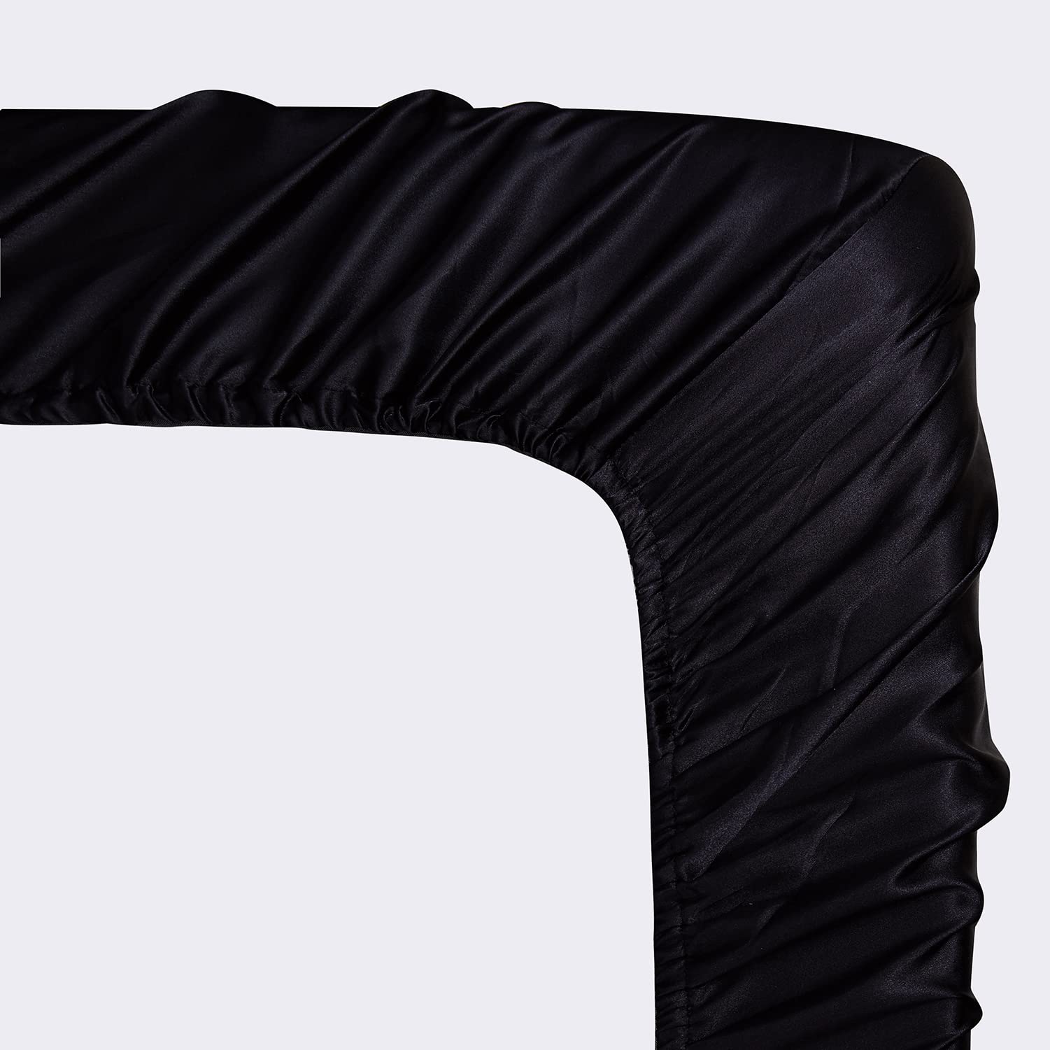 Completo Lenzuola Raso Matrimoniale Tinta Unita 180x200x36 cm - Lenzuola Sotto con Angoli Matrimoniali, Lenzuolo Sopra, 2 Federe - Biancheria da Letto Satin 4 Pezzi - Nero