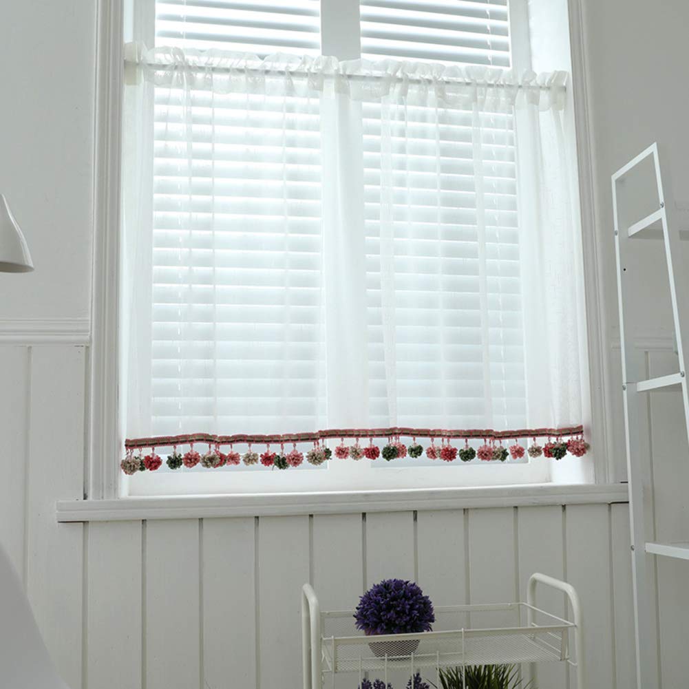 BATSDCB White transparent voile curtains, Ultra soft voile windows drapes, With rod pocket living-room 1 panels-C W:45XH:110cm